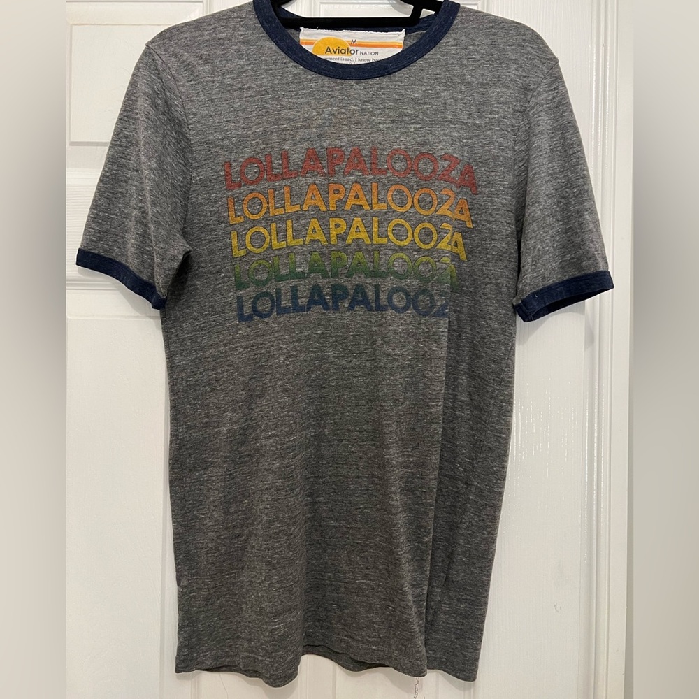 Aviator nation gray lollapalooza T-shirt, size medium
